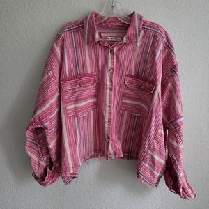 Free People striped shirt jacket
